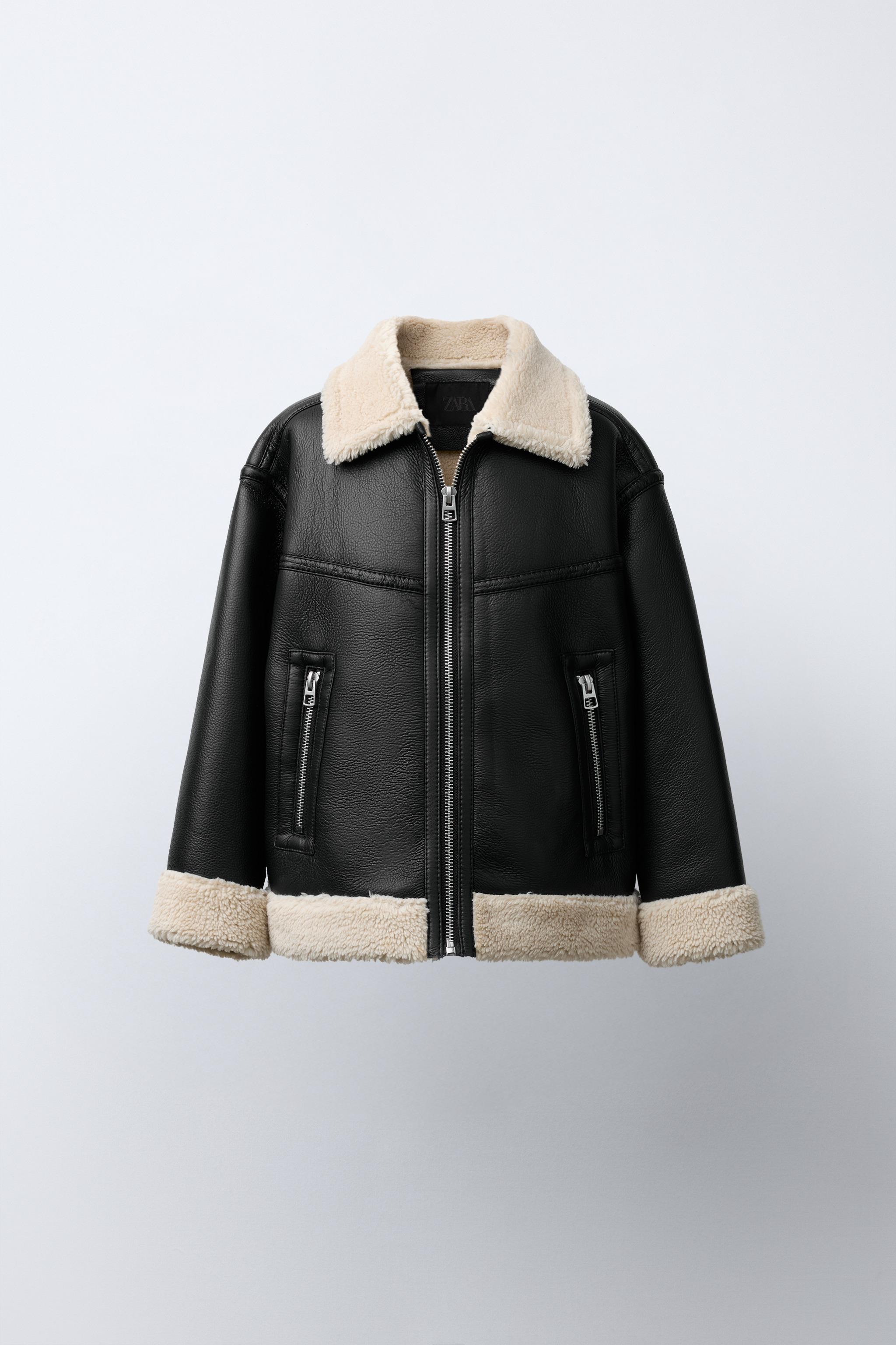 DOUBLE FACED FAUX LEATHER SHEARLING JACKET